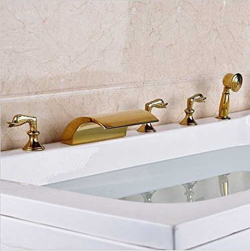 Robinet laiton baignoire doré Gowe ensemble luxe 5 pièces de style contemporain