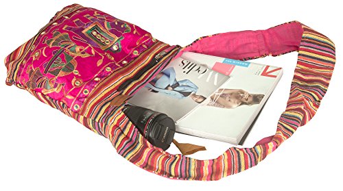 Bolso Rosa de Hombro Bordado a Mano Boho miniatura 5