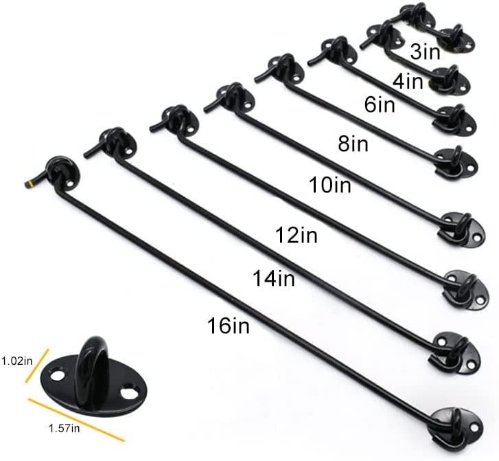 Lot De 5 Serrures à Crochet Et œil 6 Pouces - Noir - Sécurité Porte