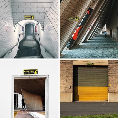 Image of Watch Your Head Sign Stickers, Self Adhesive Vinyl Caution Mind Your Head Safety Signs Decals for Stairs Basement and Factory UV Protected Fade Resistant
