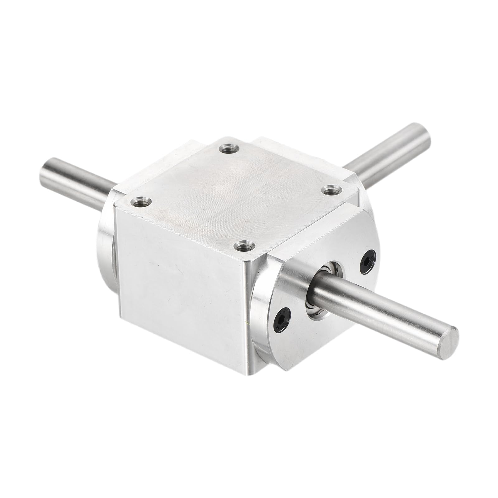 QUARKZMAN Getriebe 90 Grad Rechtwinkel Kegelgetriebe 1:1 Vorwärts Doppelausgangswelle 1 Modul 20 Zähne Kegelrad Aluminiumrahmen Einfaches Mechanisches DIY Modul 8mm Welle 118x87x30mm(LxBxH)