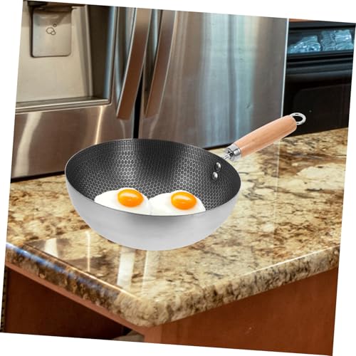 Wok de acero inoxidable antiadherente con mango para cocina miniatura 5