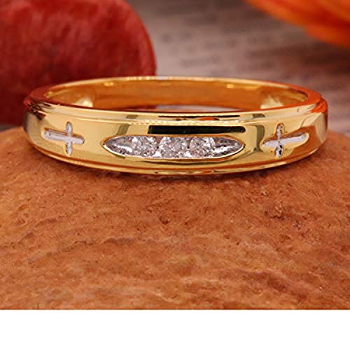Dazzlingrock Collection 0.15 Carat (ctw) Round Diamond Cross Design Mens Band, 18K Yellow Gold Plated Sterling Silver3