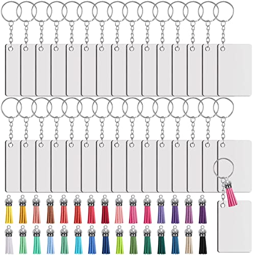 Duufin 120 Pcs Sublimation Keyring Blanks Tassel Set for Craft DIY Keychain