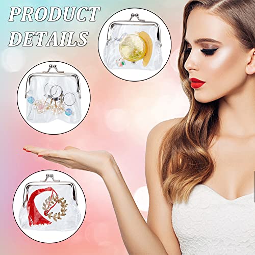 Image of GORGECRAFT 6PCS Clear Coin Purses Transparent Change Purses Waterproof PVC Jelly Wallets Kiss Lock Clear Change Pouch Gifts for Women Carrying Your Change Cards Earphone Keys
