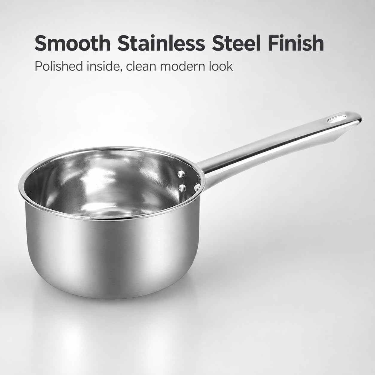 Louche à soupe en acier inoxydable avec long manche pour laver les cheveux, la douche, le bain, la cuisine, la salle de bain, 18 cm