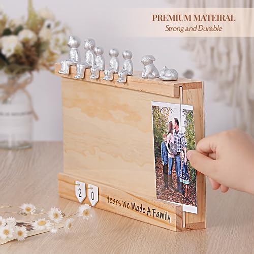 Bounmer Anniversary Keepsake Box With Family Statue- Wooden Picture Frame For Cherished Keepsakes Storage,Anniversary Or Wedding Gifts For Her/He thumb #2