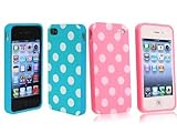Importer520 2in1 Combo Polka Dot Flex Gel Case for Iphone 4 & 4S, Baby Blue/Pink
