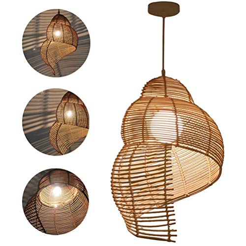 Preisvergleich Produktbild GOLDGOD DIY Kronleuchter, Bambus Wicker Rattan Lampshade Spiral Pendelleuchten Deckenleuchten Verstellbare E27 Leuchter-Befestigung Für Bar Flur Book Store,Fujimoto,25 * 35CM
