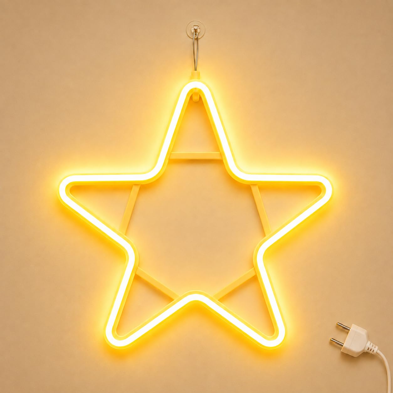 Neon LED Star Wall Light | Warm White Glow | Direct AC Indian 2 Pin Plug | Hanging Decorative Wall Light for Diwali, Ganesh Chaturthi, Navratri, Pooja Room & Home Decoration-image-30