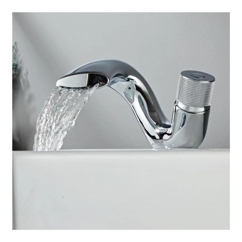 Blyqxs Chrome Gold Basin Faucets Modern Bathroom Mixer Tap Brass Washbasin Faucet Single Handle Single Hole For Bathroom Gly-125(Chrome)