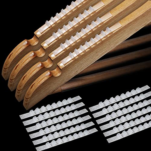 Non slip Hanger Grips for Wood Hangers Clear Rubber Hanger Grip Adhesive Clothe Hanger Strip 2.8 x 0.2 Inch Rubber Hangers Grip with Fins Clothes Hanger Strips Grippers for Clothes Hanger (200 Pieces)