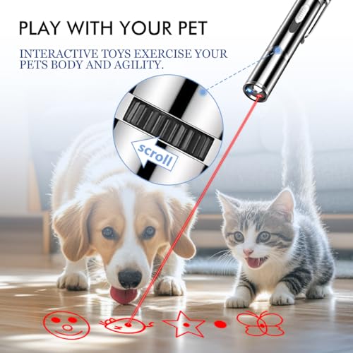 Rumcut Laser Pointer Cat Toys, Cat Laser Pointer Toy with Three Light Modes, Five Adjustable Patterns,USB Portable Charging, Interactive cat Toy Multifunctional and Portable