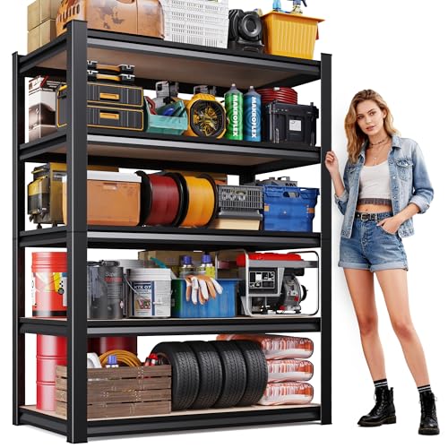 71″H-35″W Garage Shelving-2050LBS 5 Tier Storage Shelves,Adjustable Heavy Duty Metal Shelving Unit and Storage Large Rack,Utility Steel Shelf For Shop Warehouse Industrial Pantry Basement 71″x35″x16″