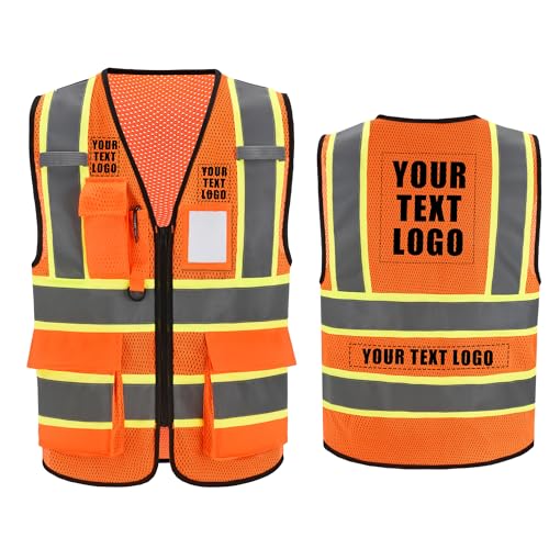 Image of A-SAFETY Mesh High Vis Vest, Reflective Construction Vest with Pockets