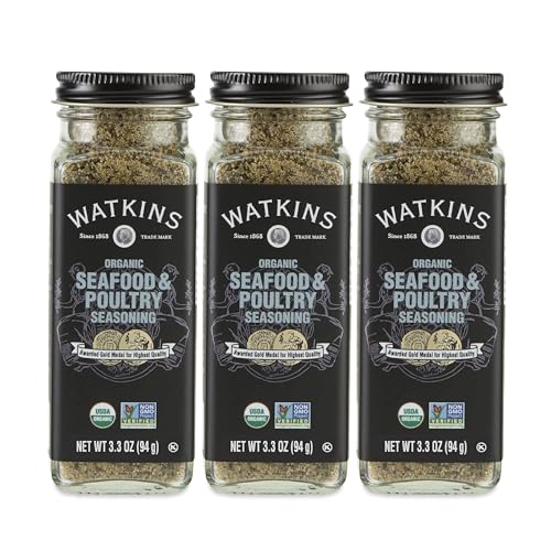 Image of Watkins Gourmet Organic Spice Jar, Seafood & Poultry Seasoning, Jar 3.3 Ounce (Pack of 3)