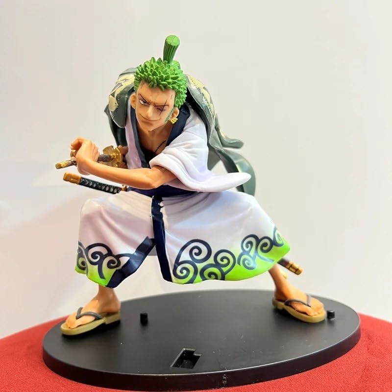 Image of Blue Aura Roronao Zoro Action Figure Height-16cm Anime Figures Collectible | Zoro Green White Bent