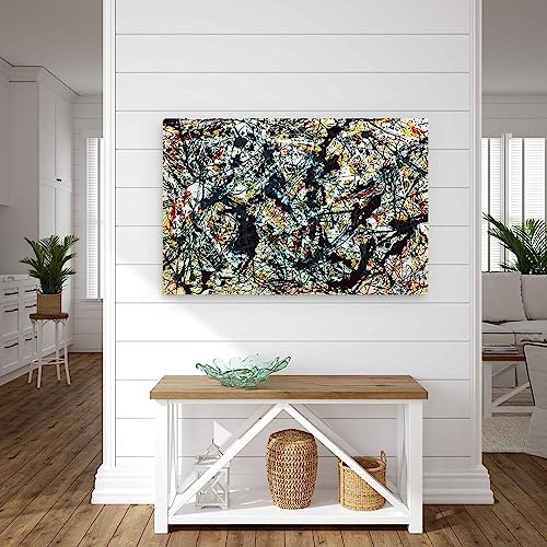 Impression toile Jackson Pollock argent noir blanc jaune rouge 60x90 - 4