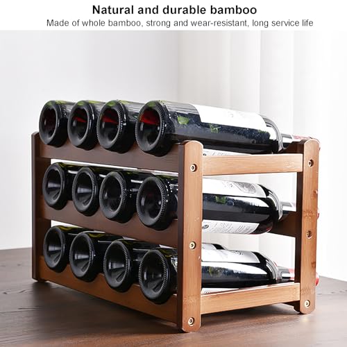 Soporte para botellas de vino de bambú 16 botellas 4 niveles miniatura 3