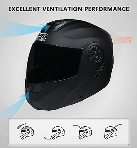 Miniatura 4 de Casco modular con Bluetooth abatible, de cara completa, doble visera solar, certificado por DOT, altavoz dual integrado con micrófono, cascos de