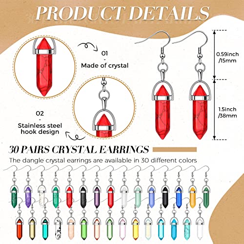 Zhehao 30 Paris Healing Crystals Earrings for Women Quartz Stone Dangle Earrings Hexagonal Gemstone Crystal Chakra Eardrop for Women2
