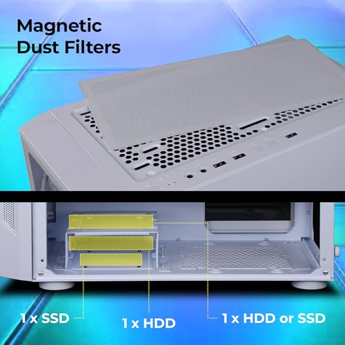 Image of Zebronics AERO Gaming Cabinet with 3 x 120mm Front ARGB LED Fans, Rear hinged Side Glass Panel & 4 x120mm ARGB LED Fans, Front and Side Tempered Glass (White)