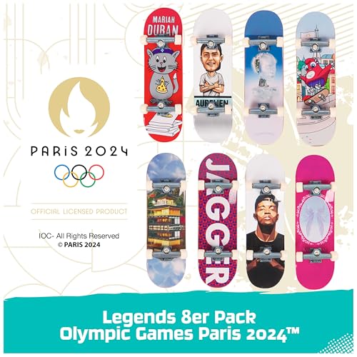 Tech Deck Competition Legends 8-Pack, Set mit 8 authentischen Fingerboards der olympischen Skate-Athleten in Paris 2024, 8 individuelle Board-Halter, 8 Athleten-Karten, ab 6 Jahren