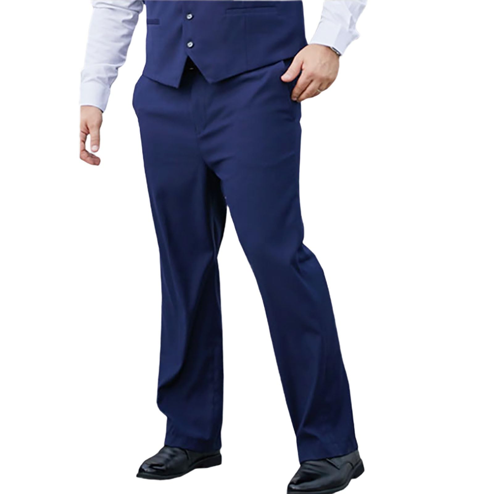 Pantalones De Traje Para Hombre, Para Tallas Grandes Y Altas, Pantalones De Traje De Boda De Corte Clásico Y Corte Plat, Pantalones De Vestir Ligeros De Estilo Ejecutivo