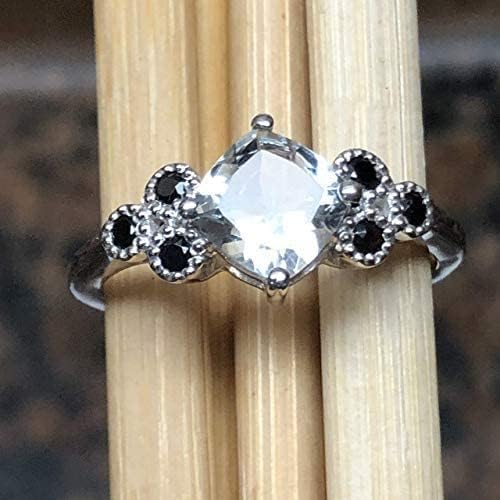 Natural 1ct Aquamarine, Blue Sapphire 925 Solid Sterling Silver Engagement Ring Size 6, 7, 8, 9 - Image 2