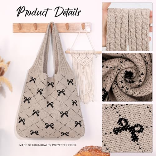 Image of KPX Crochet Tote, Beach Mesh Knitted Shoulder Bag - Large Aesthetic Hobo Bag for Women - Summer