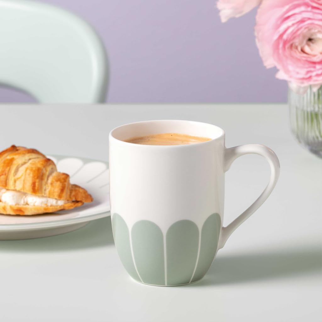 Villeroy & Boch - Fleur vert kubek z uchem zielony, nadaje się do zmywarki i mikrofalówki, kubek do kawy i gorących napojów, filiżanka do herbaty, kubek kawy, filiżanka kawy, porcelana Premium