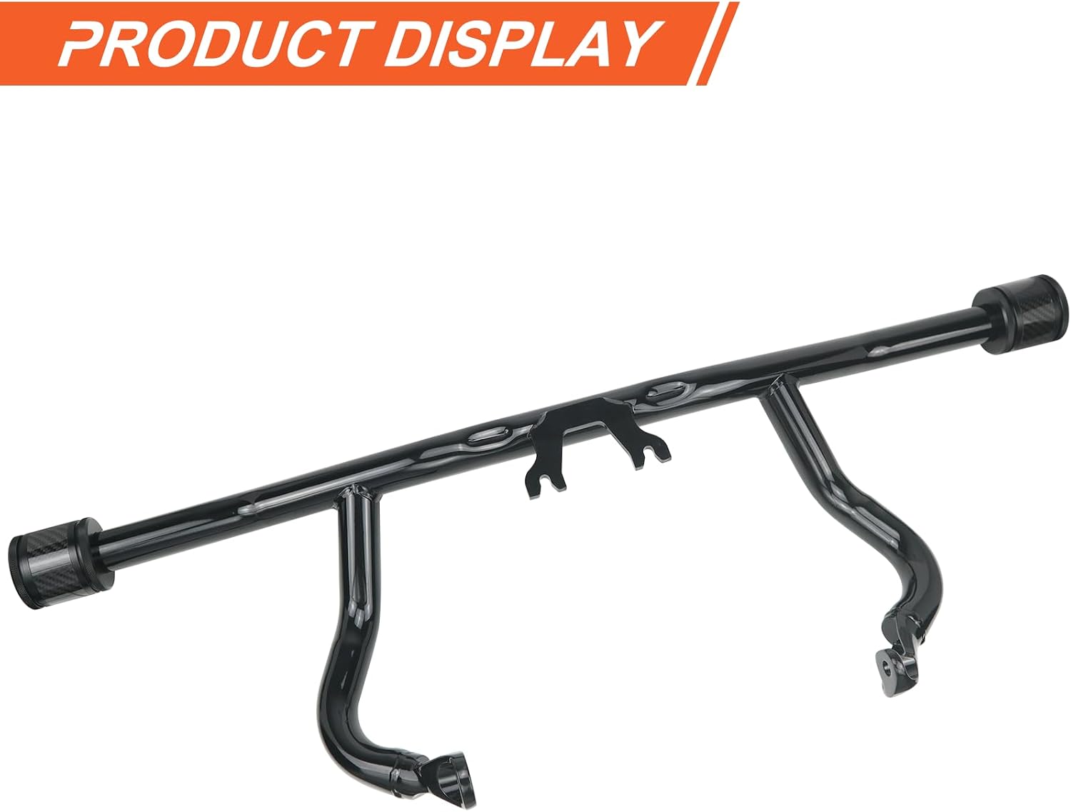 Engine Guard Flat Out Crash Bar for 2014-2025 Harley Touring Street Glide Road Glide Road King Electra Glide Ultra Models (Gloss Black w/Black CNC)
