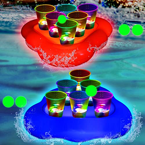 Jeu Piscine Flottant Avec 12 Balles - Jeu De Lancer De Balles Arc-en-Ciel, Jouet Piscine Drôle Pour Enfants Ados Adultes, Sports Aquatiques