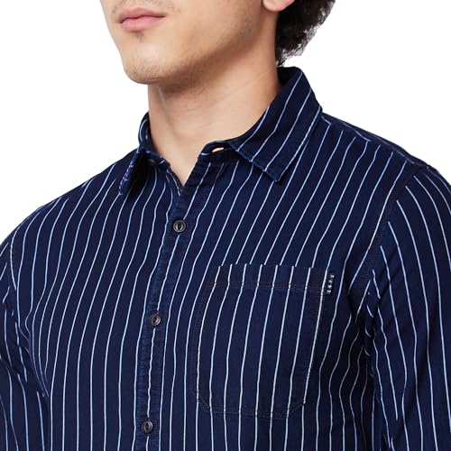 Image of Spykar Men's Regular Fit N /A Full Sleeve Striped Casual Shirts