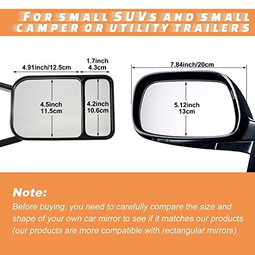 2 Pieces Black Car Towing Mirror Clip on Side Extension Towing Mirror 360 Degree Rotation Adjustable Dual View Tow Mirror for Car Truck Auto - Image 5