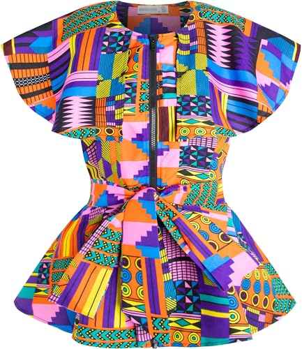 SHENBOLEN Women African Print Top Ankara Dashiki Shirt(X-Large,J)