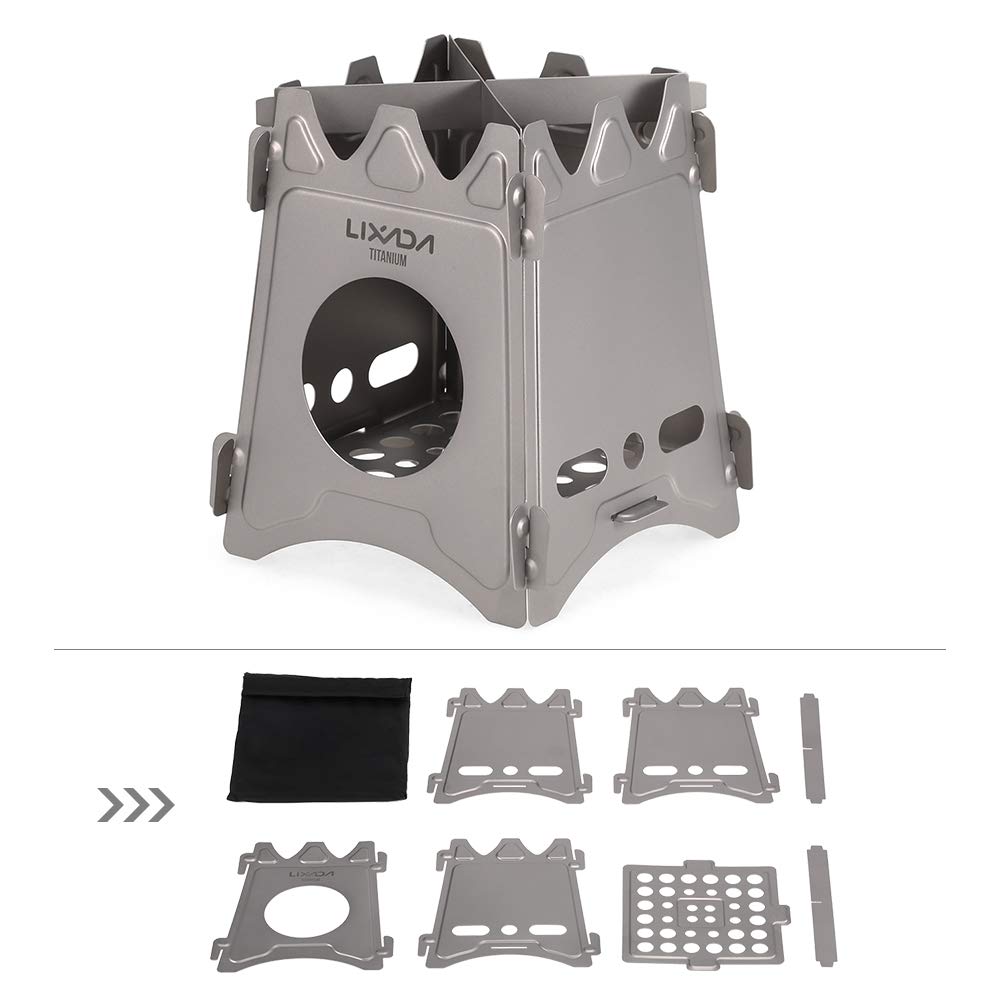 Lixada Rechaud Holzofen Mini faltbar Camping Hobo Ofen für Picknick BBQ Camping Wandern Reise