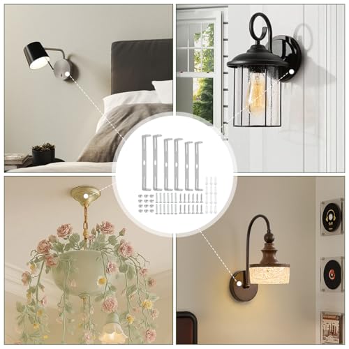 Image of 6 Pieces Light Fixture mounting Brackets for Ceiling 4.1-4.7 InchLight Plate Wall Mounting Crossbar for Chandelier