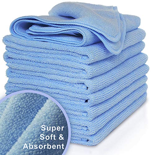 VibraWipe Microfiber Cleaning Cloth 8-Pack, Large Size 14.2"x14.2", Trap Dust, Dirt and Pet