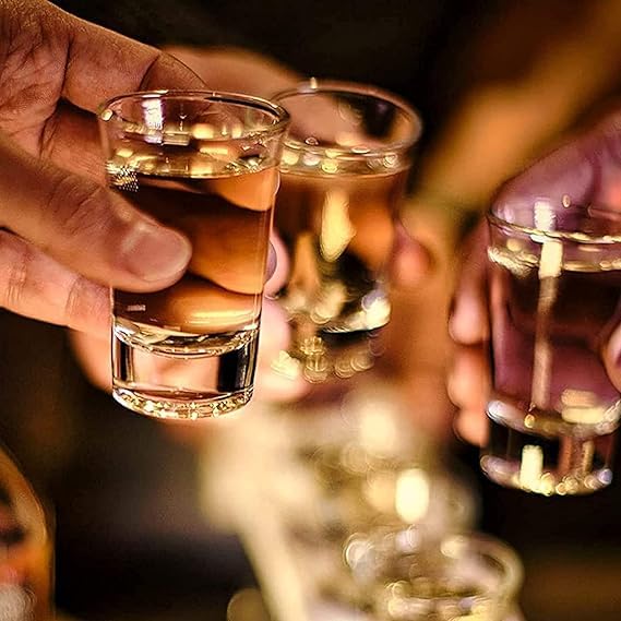 Image of Classic Curved Design Heavy Base Shot Crystal Clear Set,Drinking Vodka,Tequila,Liquor,Scotch,Cocktail,Beer,Whiskey,Steins Drinkware Glass Set of 12-30ml