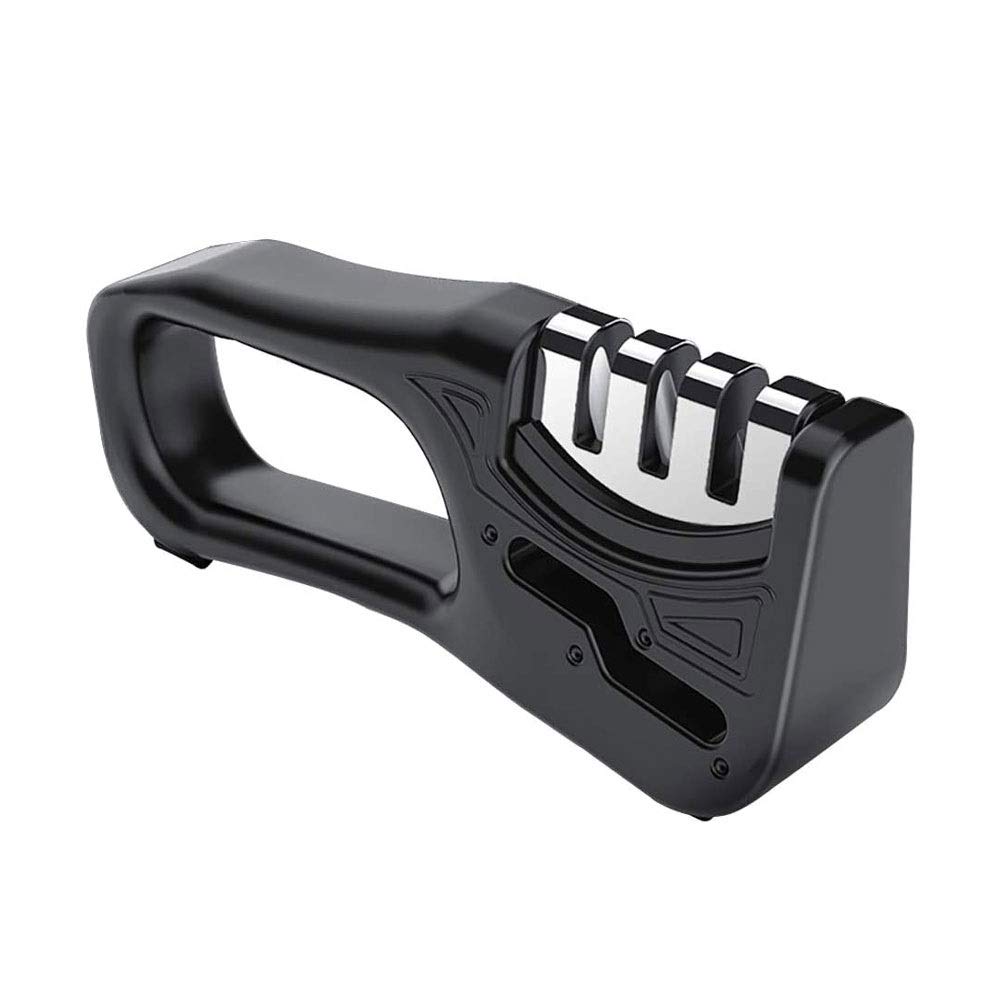 Knife Sharpener for Straight Knives 4-Stage Diamond Coated Wheel System Sharpens Dull Knives Quickly Safe and Easy to