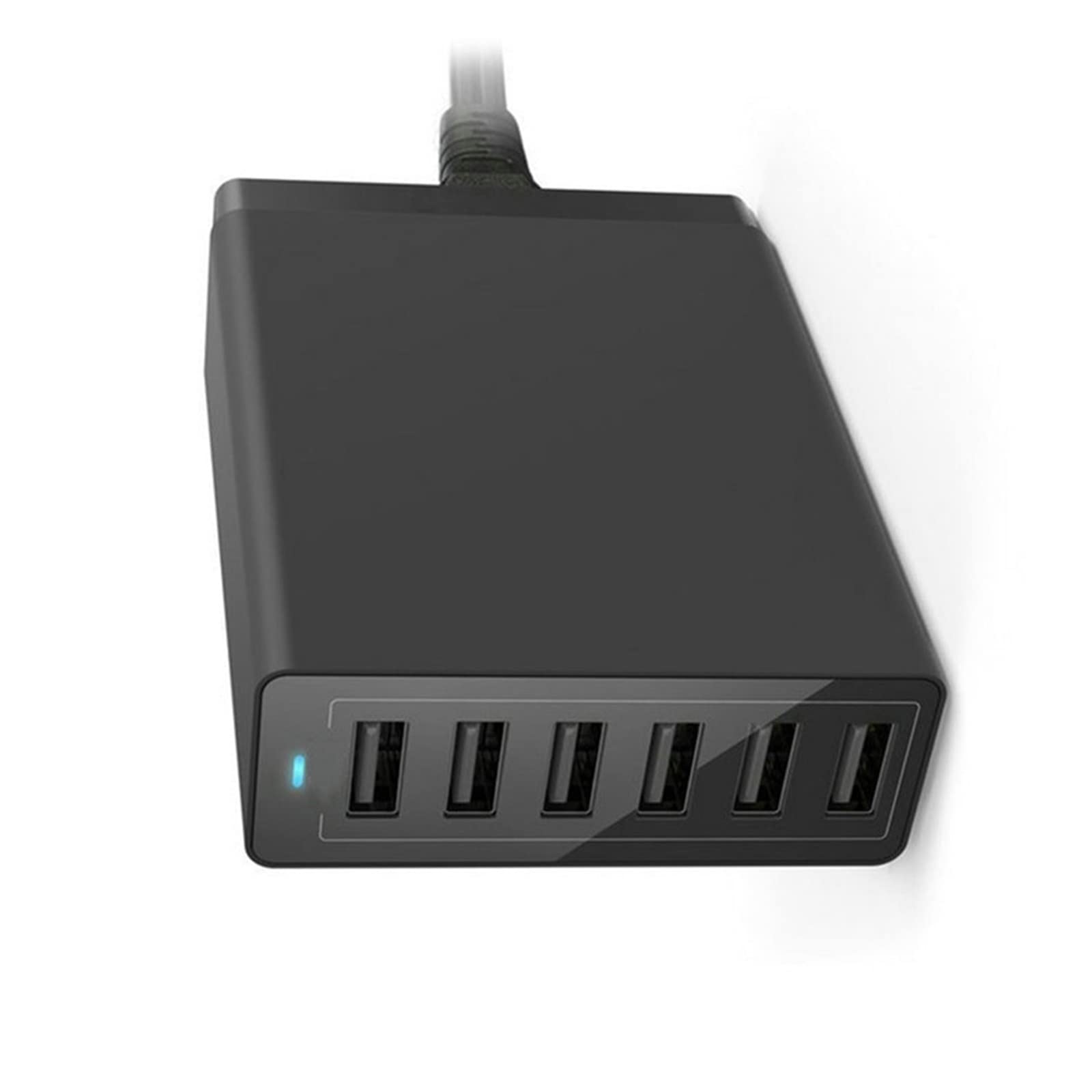 EDEDE Caricatore USB, Dock for Stazione di Ricarica con 10 Porte USB, Ricarica Rapida, con Cavo da 50 W for Caricabatterie Multi USB, hub for Caricabatterie da Parete Veloce da Viaggio(Black 6 USB)