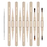 Nail Art Brushes for Nail Art, Professional 5Pcs Double-Ended Acrylic Nail Brush Set for Details, Long Lines, Ombre & 3D Design-Perfect for DIY Manicures & Salons (Gold)