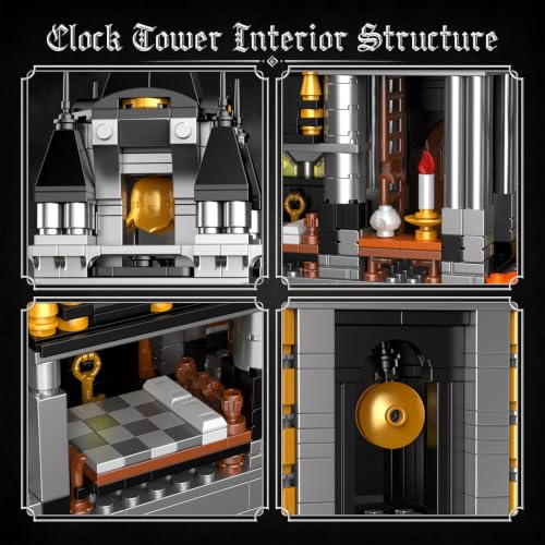 Image of Vziimo Magic Clock Tower Building Set, Gothic Haunted House Decor Model Kit with Black Cat & Animals, Medieval Castle MOC Creator Gift for Adults Teens Age 14+ (1232 PCS)