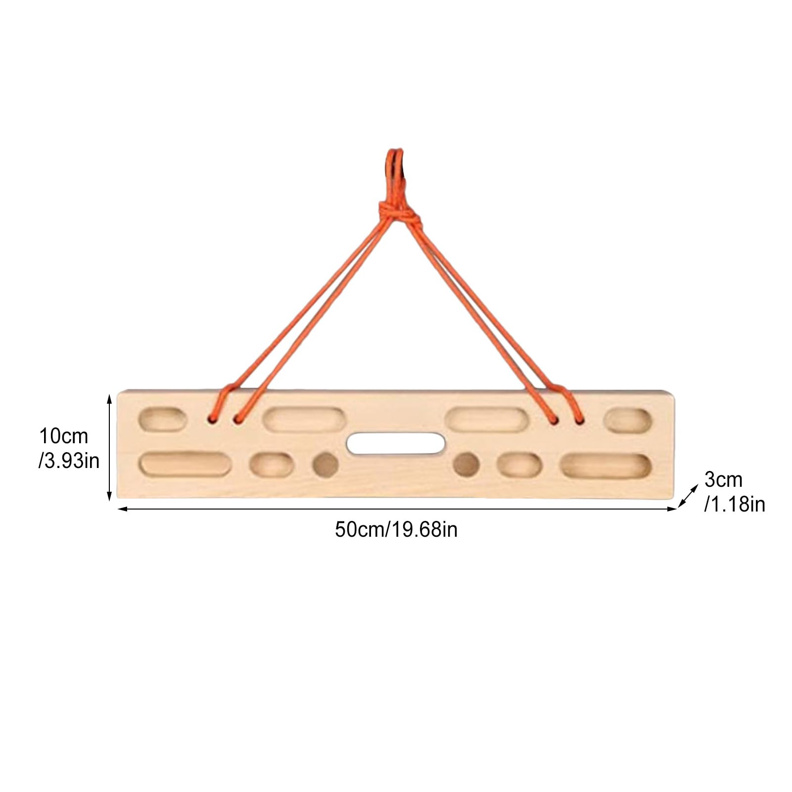 Drewniana deska treningowa, wspinaczka, wisząca deska 50 x 10 x 3 cm, przenośna podstrunnica do treningu siły palców i przedramion, zawieszany drążek do podciągania, alternatywa do boulderingu, do