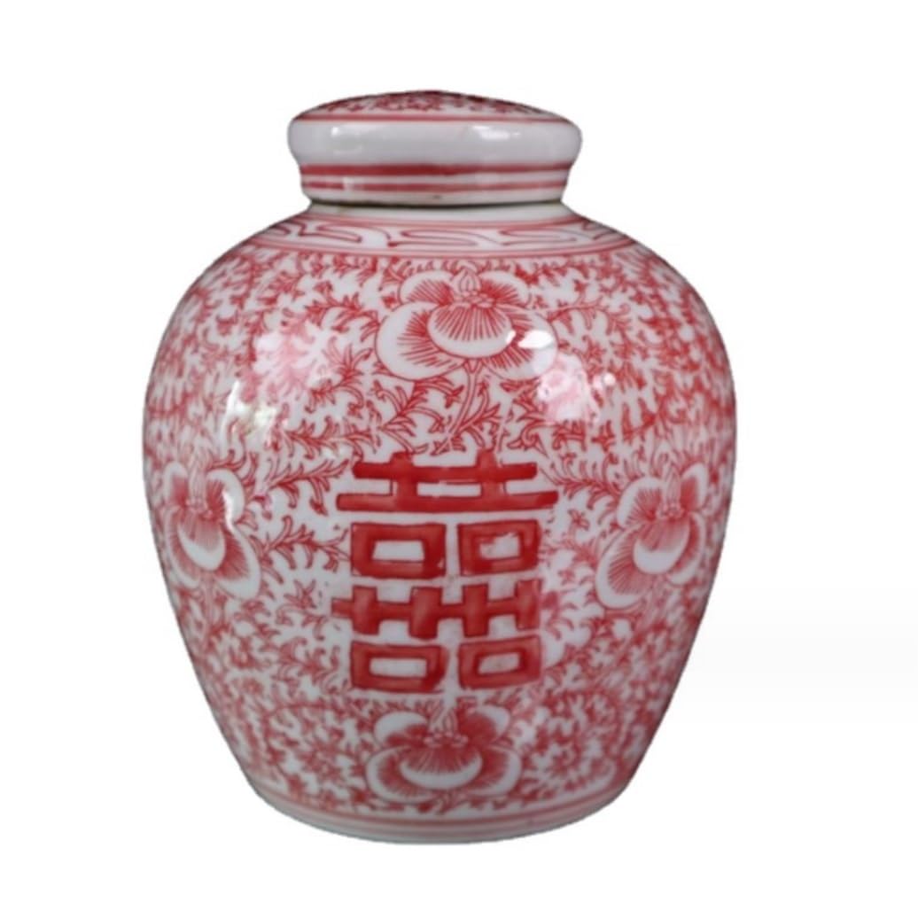 FLYIODFCXV Chinese Ceramic Ginger Jar Floral Vases with Lid Gold Enamel