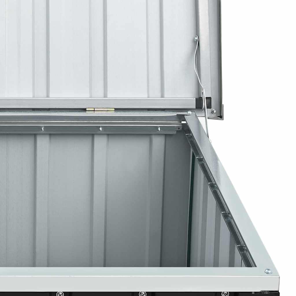 Caja de jardín antracita 109 x 67 x 65 cm – Caja de almacenamiento de acero galvanizado, con tapa, robusta caja de almacenamiento para cojines y accesorios de jardín