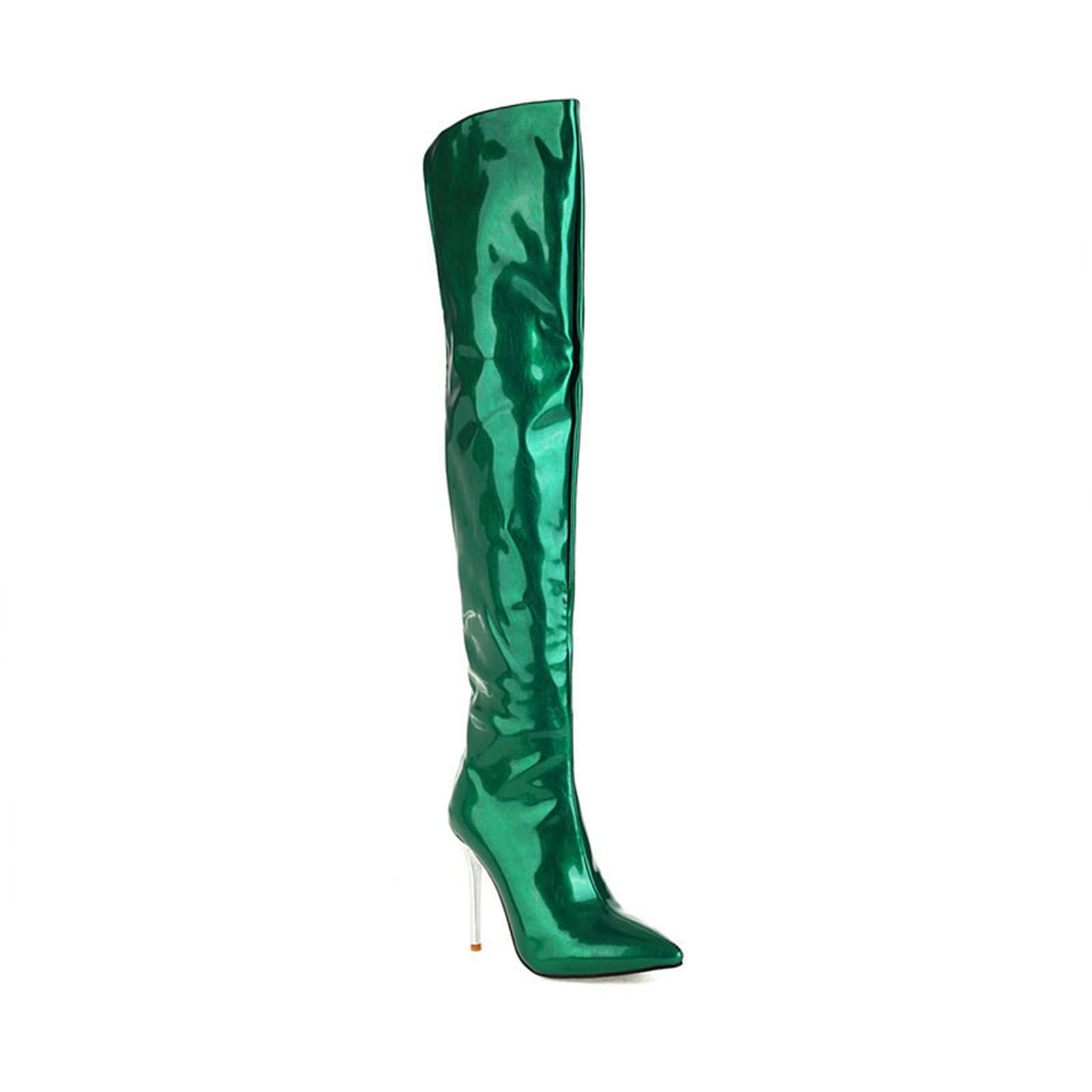 11CM/4.33IN a Punta Stiletto Super Tacco Alto sopra Gli Stivali al Ginocchio Tubo Lungo Plus Size Stivali Alti delle Donne