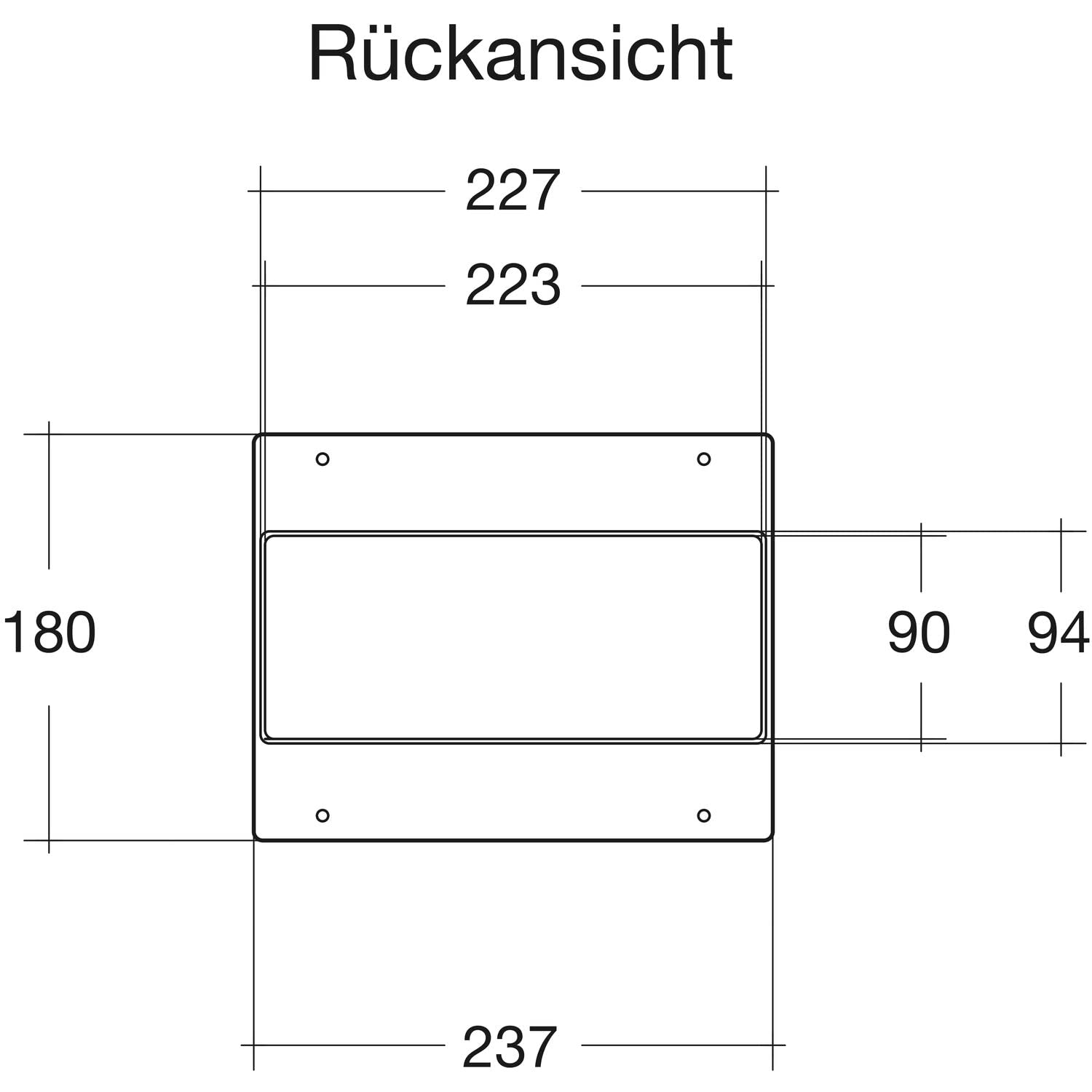 Mauerkasten N37130, System 222 x 90 mit Rundrohr Ø 150 mm