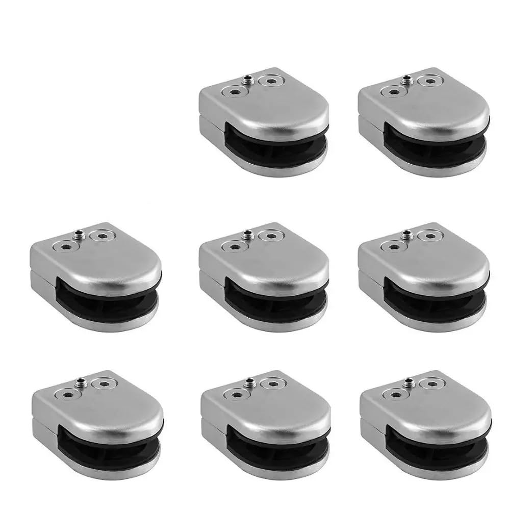Udhsnjzg One Color Glass Clamps 8 Pieces Glass Clamps 8-10Mm Stainless Steel Adjustable Bracket For Balustrade Staircase Handrail(S-8Pcs)